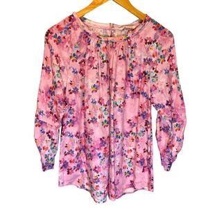 Soft Surroundings Brialla Pink Floral Blouse Top - size Small